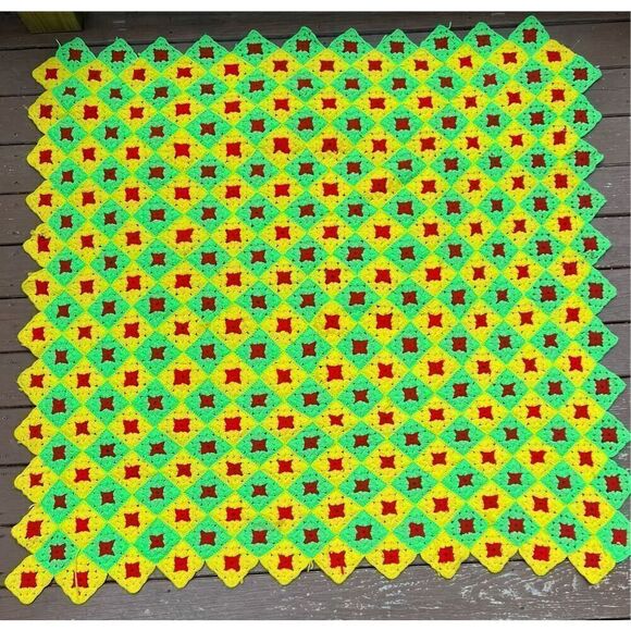Vintage MCM Afghan Mod Throw Blanket - Picture 1 of 7